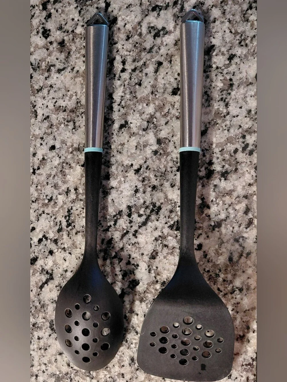 Cuisinart slotted Spoon & Spatula 2 Pc Set Stainless Steel & Black Nylon.